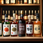A curated online traditional Korean alcohol platform showcasing various regional specialties, detailed product information, and easy accessibility for online shopping. Focus on visual appeal with diverse bottles and ingredients.
